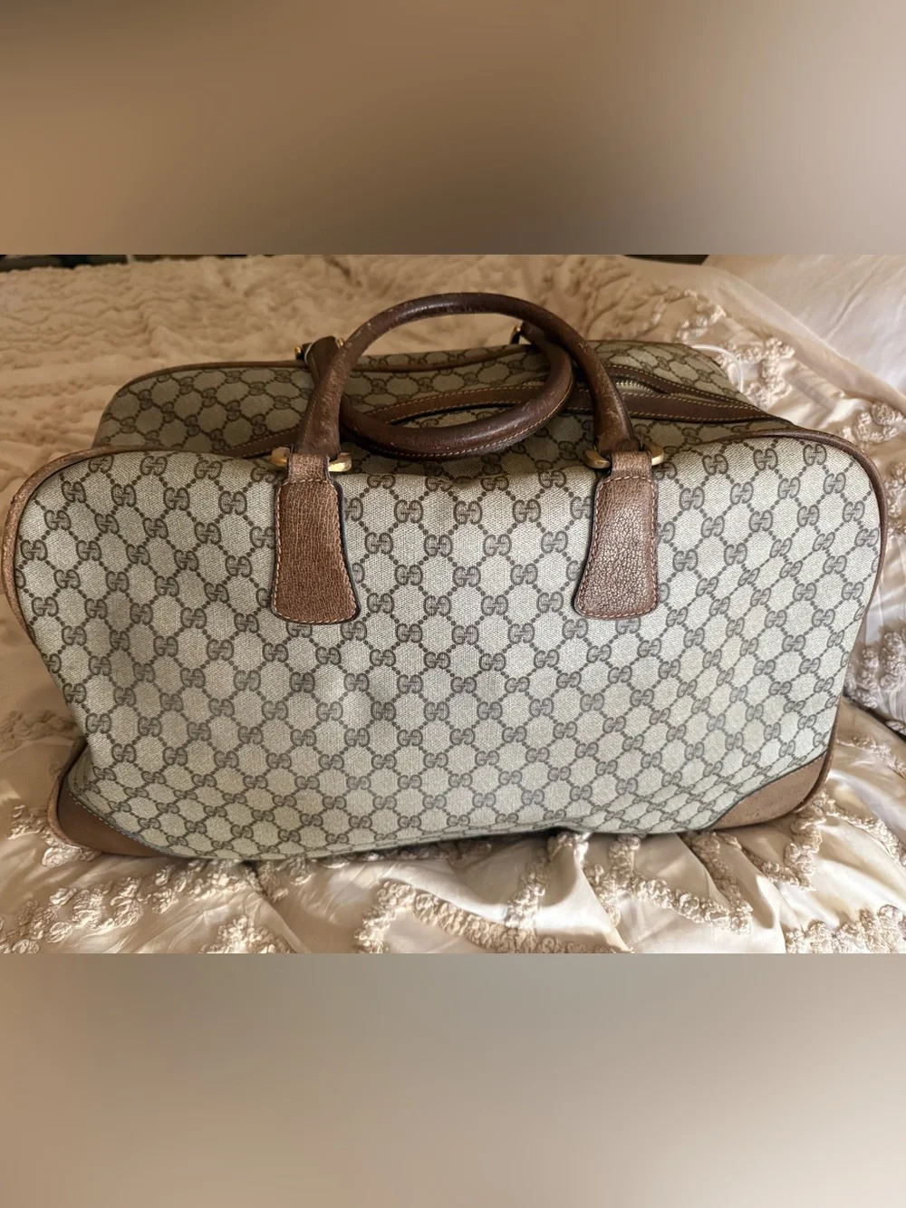 Gucci Beige and Brown GG Monogram Top-Handle Tote restoration project